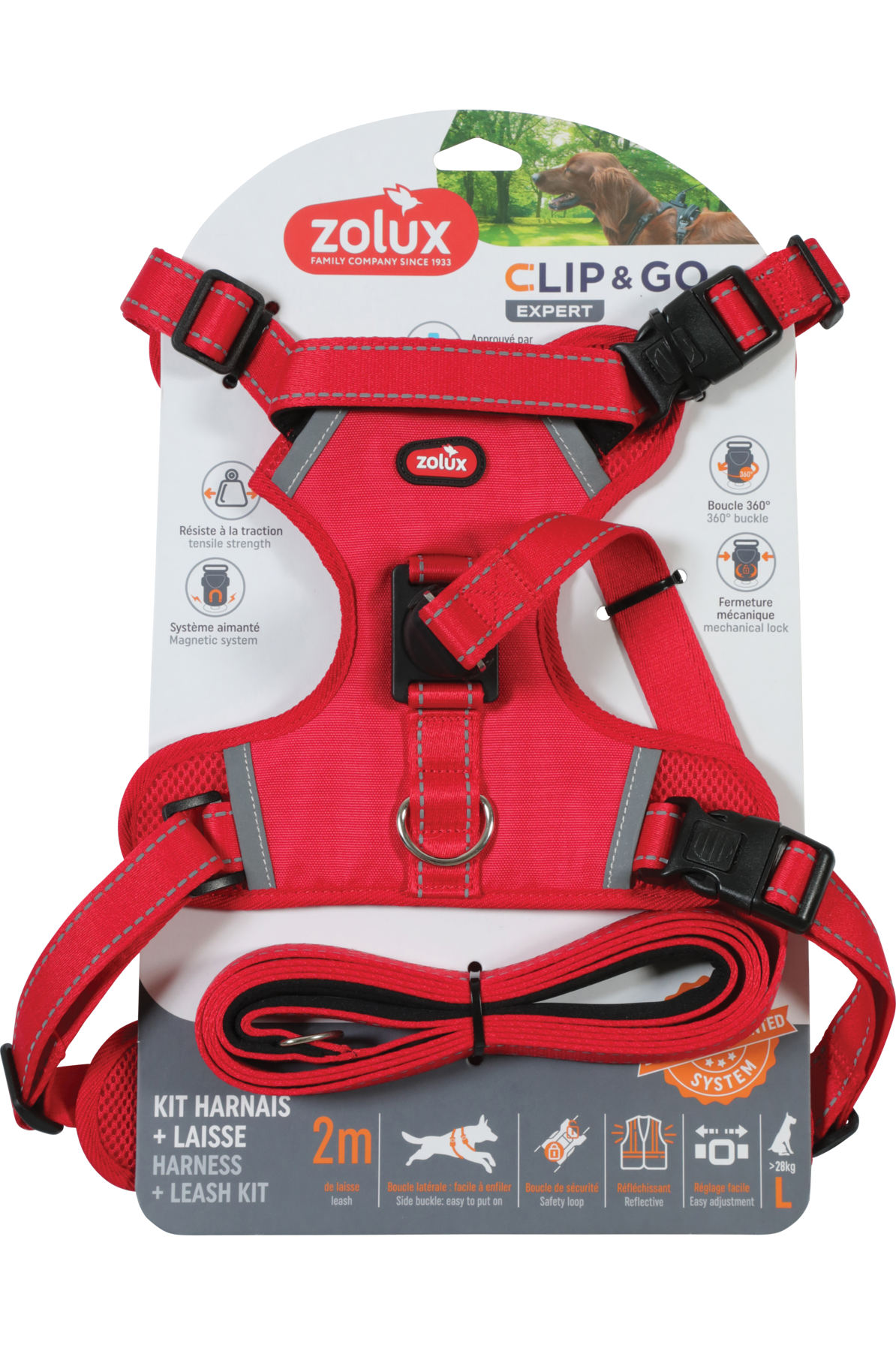Harnais pour chien et laisse Clip & Go à attache rapide Large