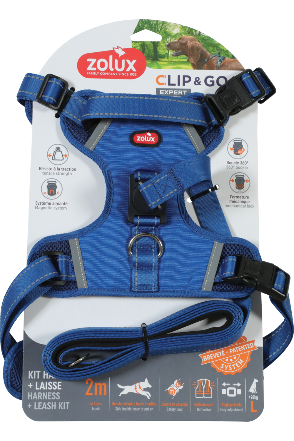 Harnais pour chien et laisse Clip &amp; Go à attache rapide Large