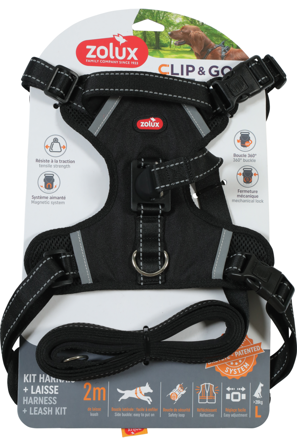 Harnais pour chien et laisse Clip &amp; Go à attache rapide Large