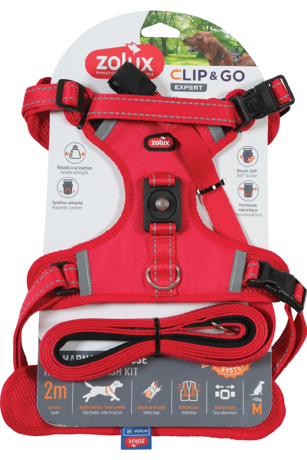 Harnais pour chien et laisse Clip &amp; Go à attache rapide Medium